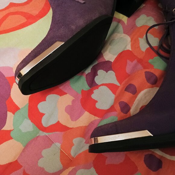 Women Oak Tree Farms Purple Boots, 9, Zip Up, Low Chunky Heel, New - Picture 4 of 6